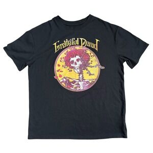 Grateful Dead Black Skeleton and Rose sCrown Short Sleeve Shirt Girls Sz XL (14)
